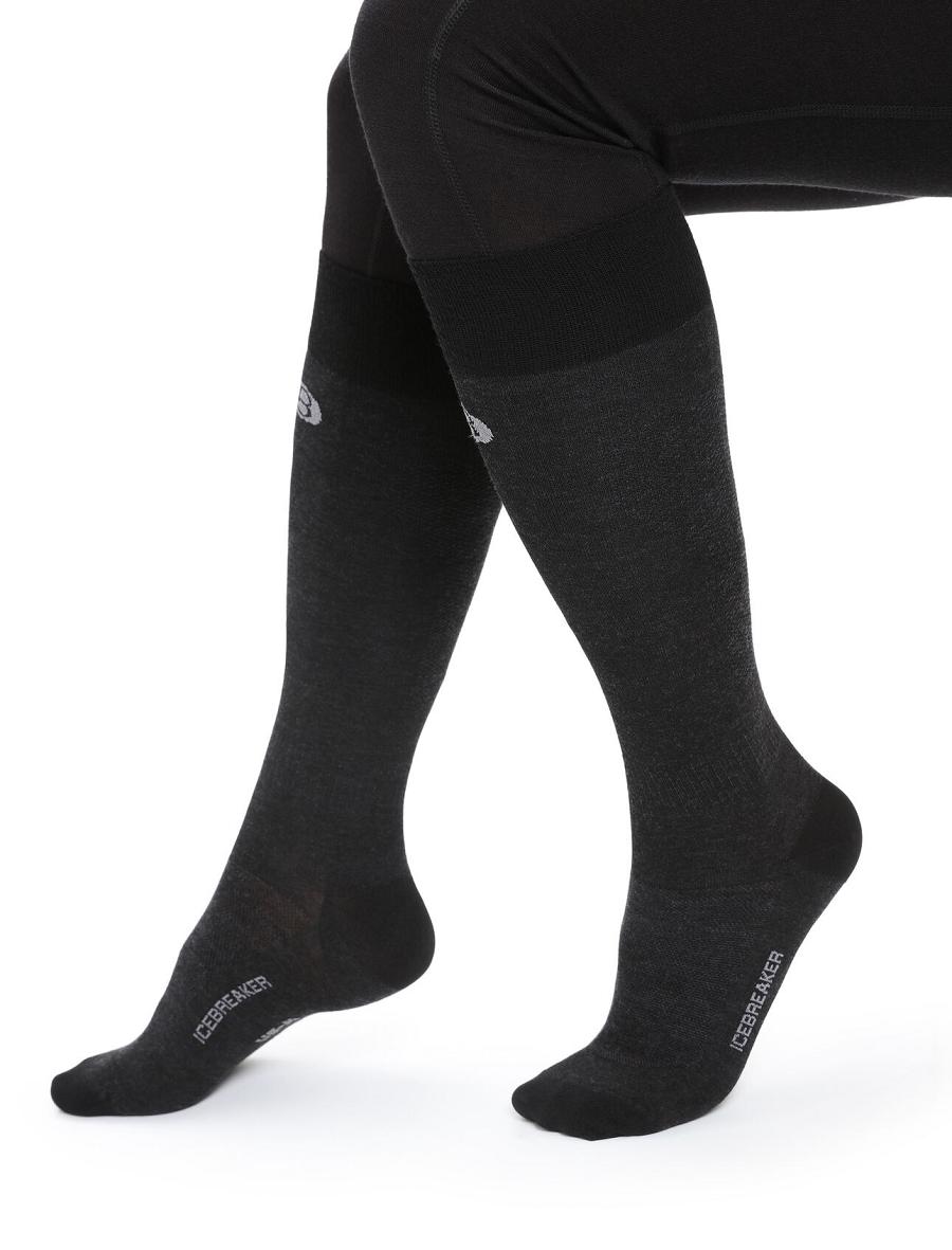 Women's Icebreaker Merino Snow Liner Over the Calf Socks Black | CA 1526BEXC